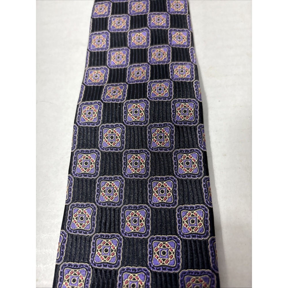 CREMIEUX Tie 100% Silk Black Purple Handmade In USA Necktie 3.50"X59" - Picture 3 of 5